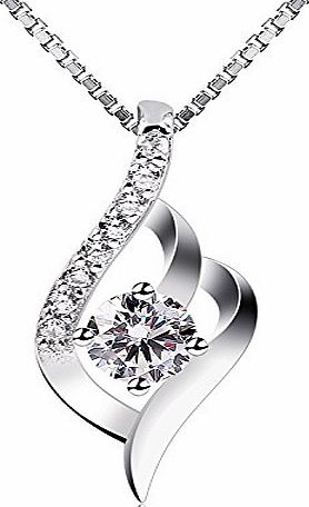 B.Catcher 925 Sterling Silver Statement Crystal Pendant Necklace, 18``