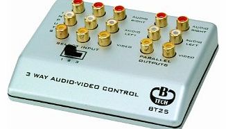 B-Tech BT25 3-Way Audio Video Control (RCA) in Silver