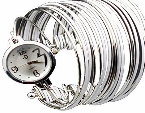 BAAKYEEK  Elegant Wave/ Thin strips Bracelet Bangle Quartz Wrist Watch for Ladies Womens White