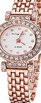 BAAKYEEK Charm Bling Rose Gold Man-made Diamond Round Dial Ladies Womens Girl Wrist Watch Fashion Elegant Bracelets Quartz Wristwatch