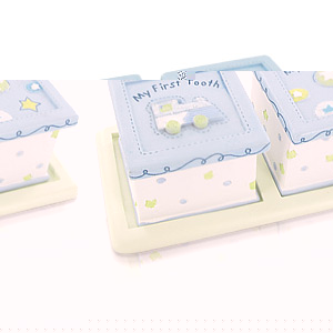 Boy Tooth and Curl Boxes on a Tray