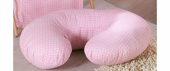 Baby Comfort Breast Feeding Maternity Nursing Pillow With ZIP COVER / Baby Support - PINK CHECK