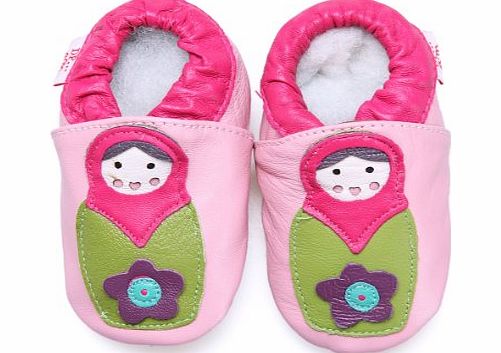 Baby Leather Shoes Soft Leather Baby Boys Girls Infant Pre Walker Shoes Russian Doll 12-18 Months