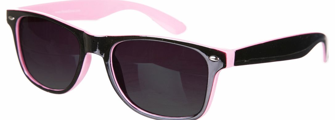 Baby Pink And Black Wayfarer Sunglasses