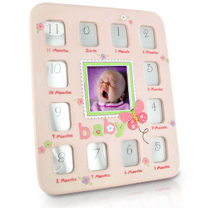 Baby Pink My First Year Photo Frame