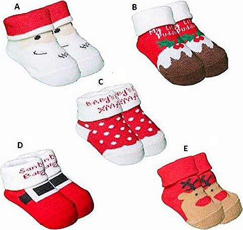 BABY TOWN Baby Christmas Socks - Choose from 5 designs - C - Babys First Xmas - 0-6 months