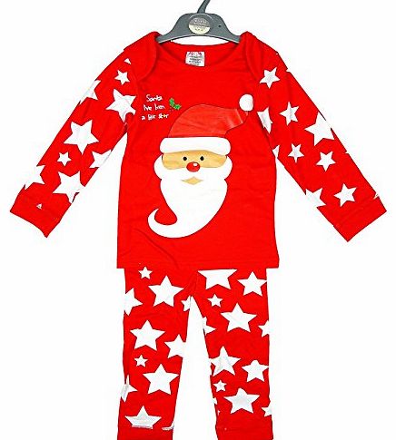 Baby Xmas Santa or Rudolph Christmas Star Pyjamas Set sizes 6 to 24 Months