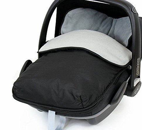 Baby Travel UNIVERSAL CAR SEAT FOOTMUFF/COSY TOES. MAXI COSI PEBBLE CABRIO FIX BABY NEWBORN- BLACK GRAY