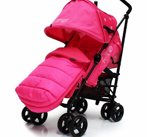 Baby Travel Zeta Vooom Raspberry (Dots) Pink Complete With Footmuff And Rainocver Complete Pushchair Buggy From Birth