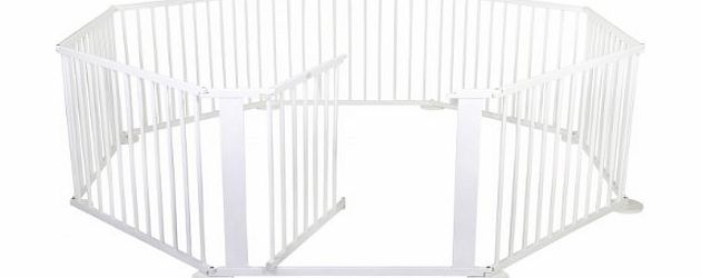 Baby Vivo  LARGE 8 SIDE WOODEN BABY PLAYPEN WITH DOOR NEW WHITE