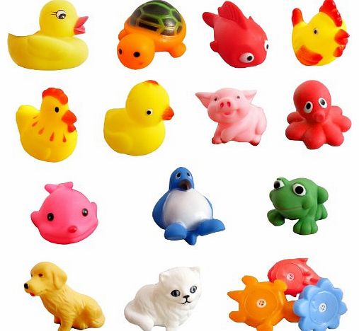 Baby World 13 various squeaky squirty animal baby bath toys