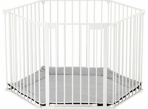 BabyDan BabyDen Playpen with Grey Playmat (White)