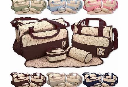 BabyHugs 5pcs Baby Nappy Changing Diaper Bag SET & Special Bag Organiser by BabyHugs (Brown)