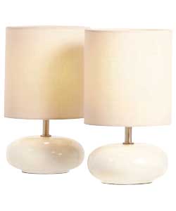 Colour Match Pair of Ceramic Pebble Table Lamps