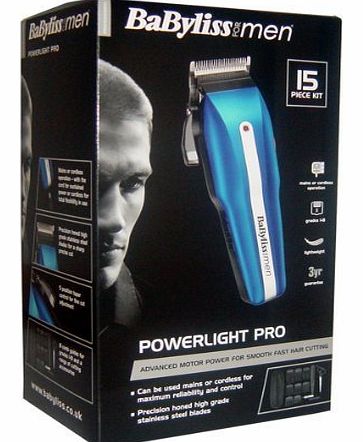 BaByliss for Men 15 Piece Powerlight Pro Hair Clipper Set 7498U