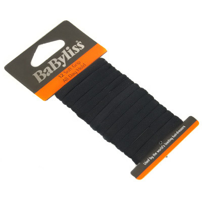 Babyliss Soft Grip Black Hair Bands x 12