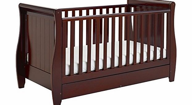 Stella Sleigh Cot Bed Dropside with Drawer (Walnut Finish)