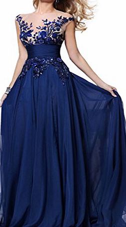 Babyonline Plus size Royal Blue Long Prom Lace Dresses chiffon Gowns UK20