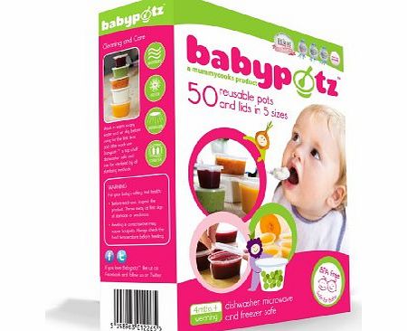 Babypotz - 50 BPA Free Plastic Reusable Containers for Freezing Baby Food / Weaning Pots