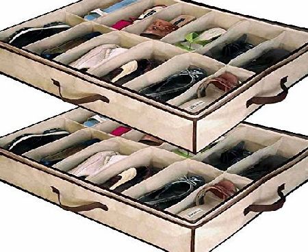 Babz 2 x 12 PAIR Underbed Under Bed Shoes Storage Space Saving Shoe Organizer Bag Box