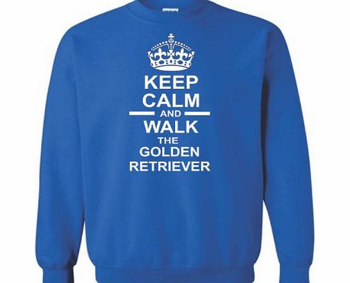 Back To The Future Dog Sweatshirts Keep Calm amp; Walk The Golden Retriever Unisex Sweatshirt Jumper In Royal Blue amp; White Motif 3