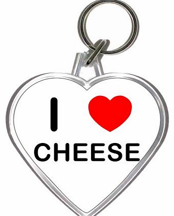 I Love Cheese - Plastic Heart Shaped Key Ring