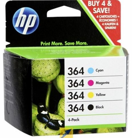 HP 364 4-pack Black/Cyan/Magenta/Yellow Original Ink Cartridges Combo pack