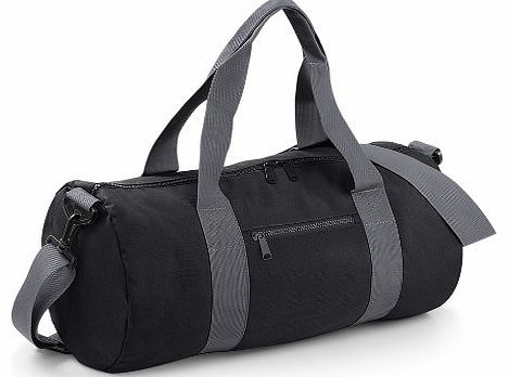 BagBase  Plain Varsity Barrel / Duffle Bag (20 Litres) (One Size) (Black/Grey)