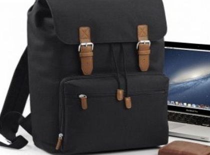 BagBase Vintage Laptop Backpack, Black, One Size