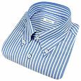 Blue Classic Striped Button-down Cotton Dress Shirt
