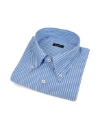Bagutta Classic Blue Pencil-Stripe Italian Cotton Dress Shirt
