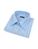 Bagutta Classic Blue Ribbon Striped Cotton Italian Dress Shirt