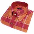 Bagutta Deep Red and Shimmering Orange Checked Dress Shirt