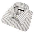 Elegant Striped Gray Cotton Dress Shirt