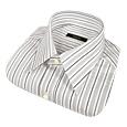 Elegant White and Gray Striped Cotton Dress Shirt