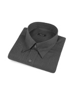 Gray Snap Collar Cotton Italian Dress Shirt