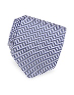 Ink Blue Herringbone Pattern Woven Silk Tie