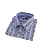 Bagutta Lavender Variegated Lines Cotton Italian Dress Shirt