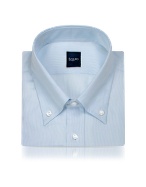 Light Blue Fine Lines Italian Button Down Dress Shirt