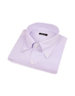 Bagutta Lilac Fine Lines Button Down Cotton Dress Shirt