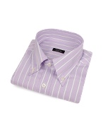 Lilac Striped Cotton Italian Button Down Dress Shirt