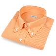 Bagutta Orange and White Checked Button Down Cotton Italian Dress Shirt