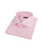 Bagutta Solid Baby Pink Cotton Spread Collar Italian Dress Shirt