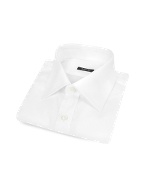 Bagutta Solid White Micro-Stripe Cotton Dress Shirt