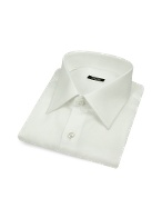 Bagutta Solid White Twill Cotton Italian Dress Shirt