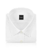 White Herringbone Cotton Italian Dress Shirt