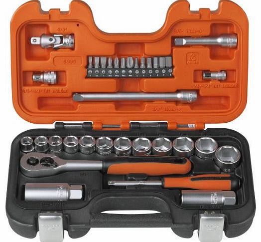 S330 Socket Set 34 Piece 1/4 and 3/8 Square Drive