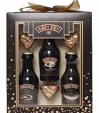 Liqueur Trio and Chocolate Hearts Gift