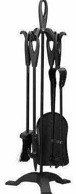 Bakaware Warwick Traditional Durable Cast Iron 22`` Black Companion Set, Black Loop