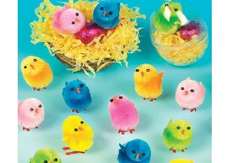 Baker Ross Coloured Mini Fluffy Chicks (Pack of 12)